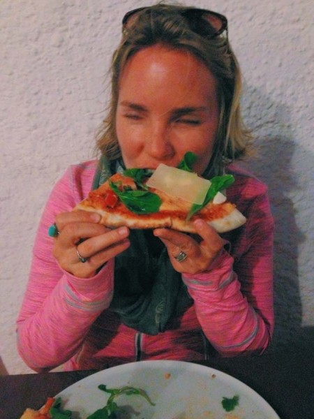 Dani with Greek Pizza at Il Cantuccio